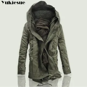 2018 New Men Padded Parka Cotton Coat Winter Hooded Jacket Mens Fashion large size Coat Thick Warm Parkas Black army green 6XL