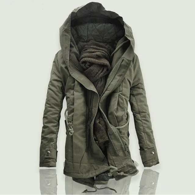 2018 New Men Padded Parka Cotton Coat Winter Hooded Jacket Mens Fashion large size Coat Thick Warm Parkas Black army green 6XL