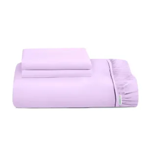 3 Piece Fitted Sheet Set Super Soft Light Purple Single Size 90x200 20cm with 2 Pillow Case