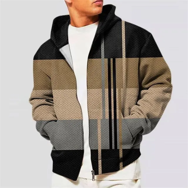 3D Printing Cardigan Zipper Men's Hooded Sweater