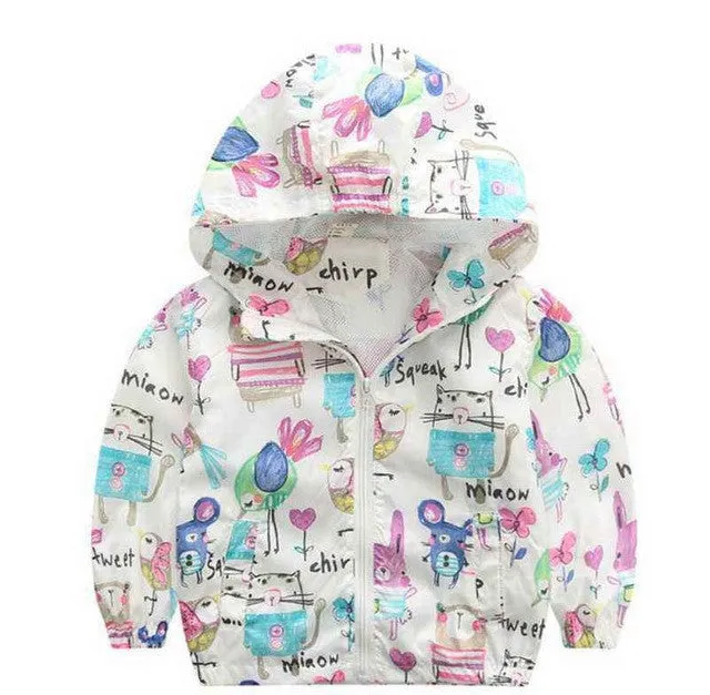 80-120cm Cute Animal Autumn Windbreaker Kids Jacket Boys Cute Dinosaur Baby Outerwear Coats Boys Kids Hooded Children Clothing