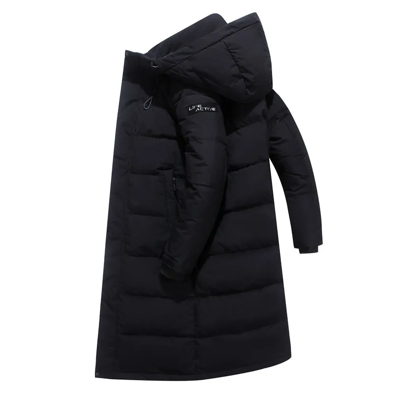 Advbridge Winter 90% White Duck Down Jacket Men Hooded Fashion High Quality Winter Coat Men Long Thicken Warm Down Coat Black Parkas