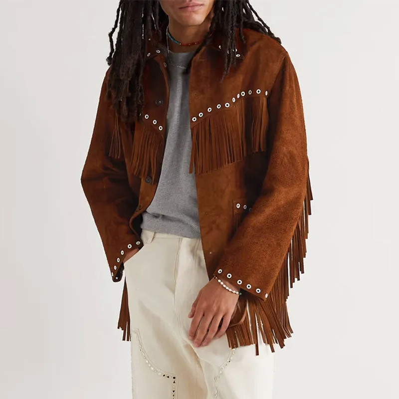 Best Genuine Style Embellished Fringed Brushed-Suede Jacket