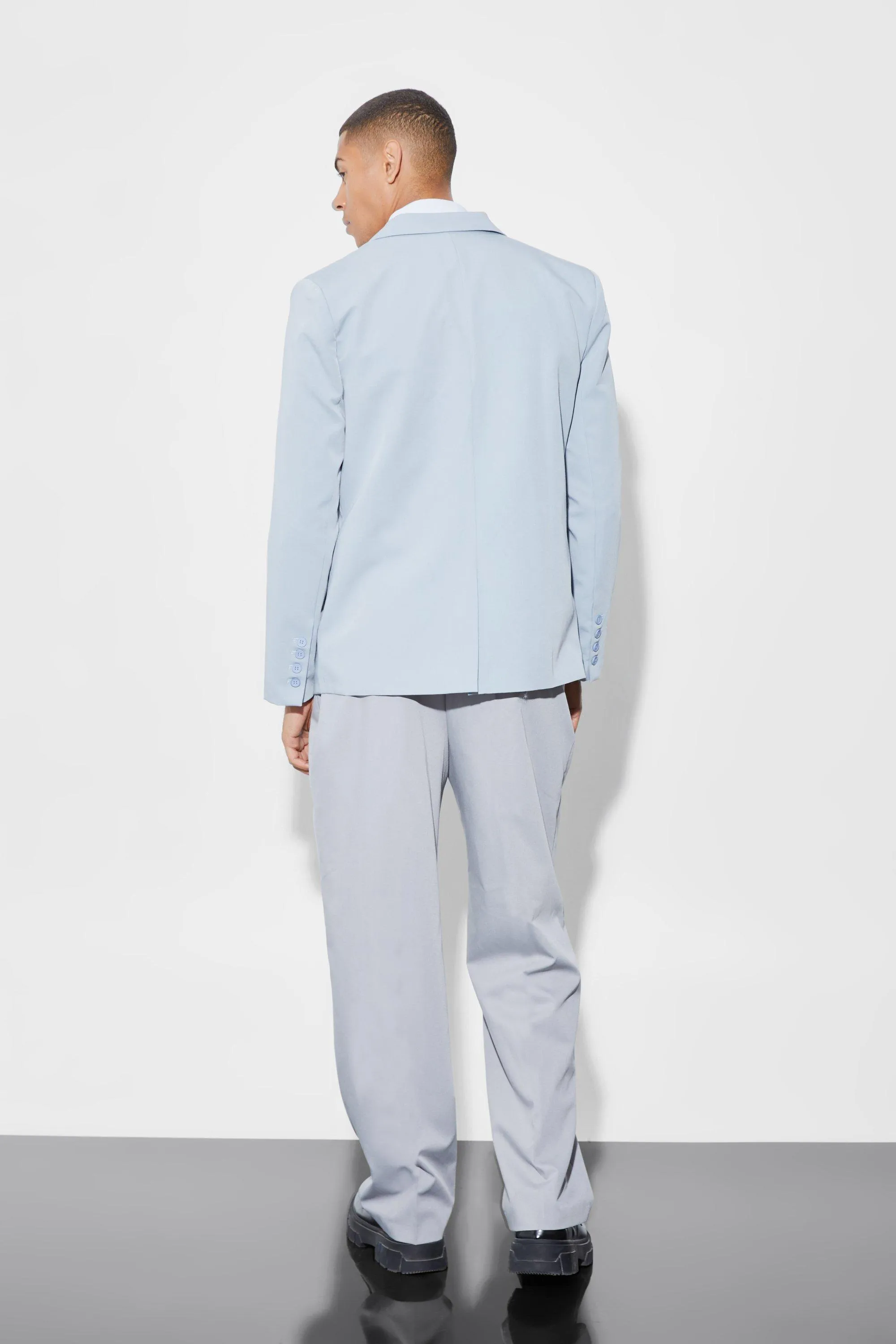 Boohoo Oversized Double Breasted Suit Jacket, Blue