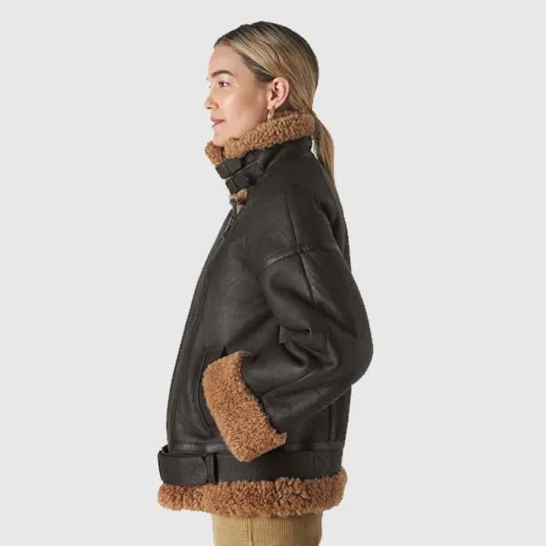 Buy Best Women Style Shearling Brooke Biker Jacket For Sale