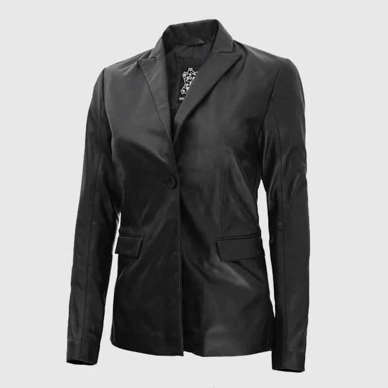 Buy Original Judy Women Black Casual Leather Blazer