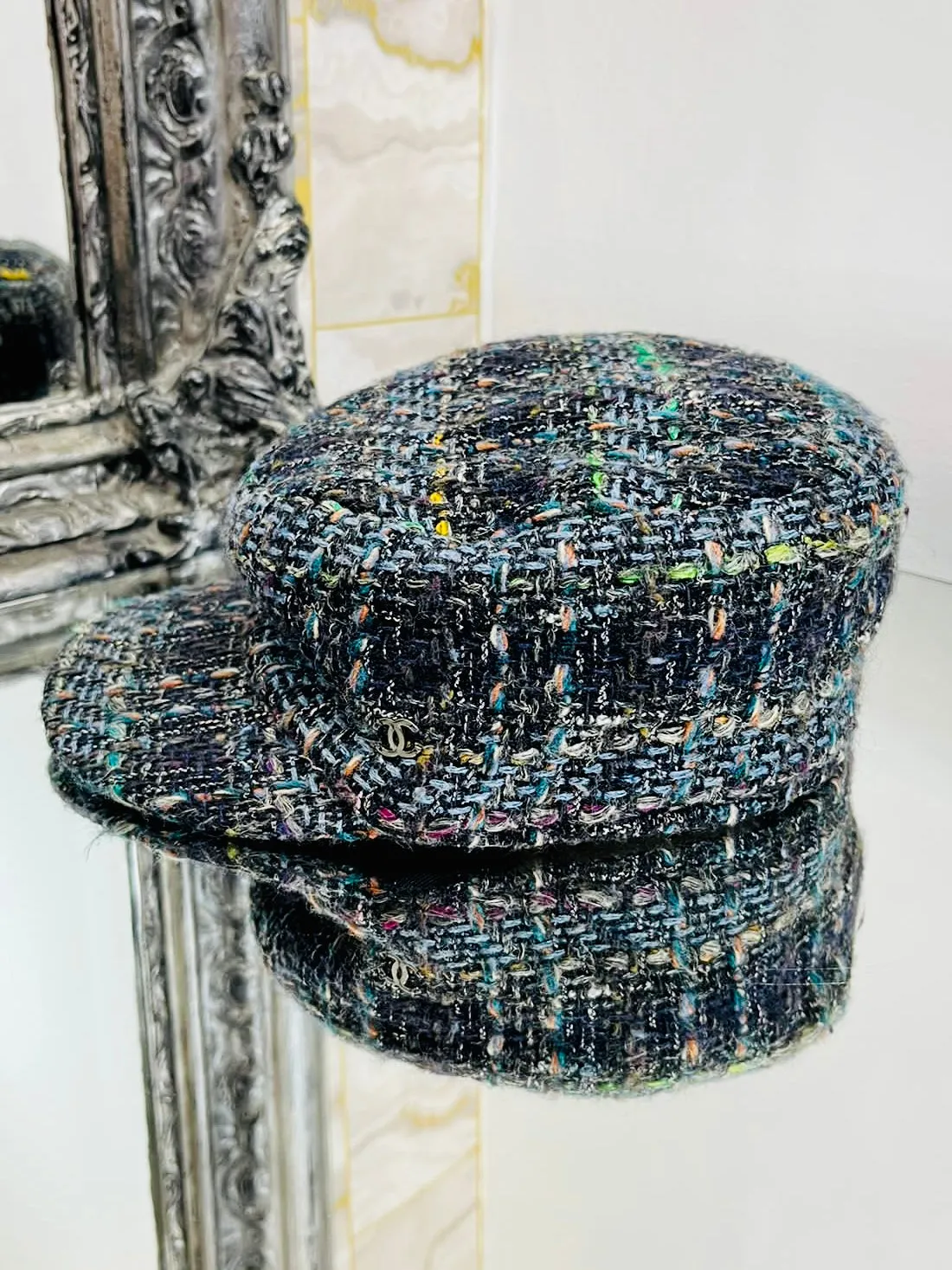 Chanel Tweed Cap With 'CC' Logo