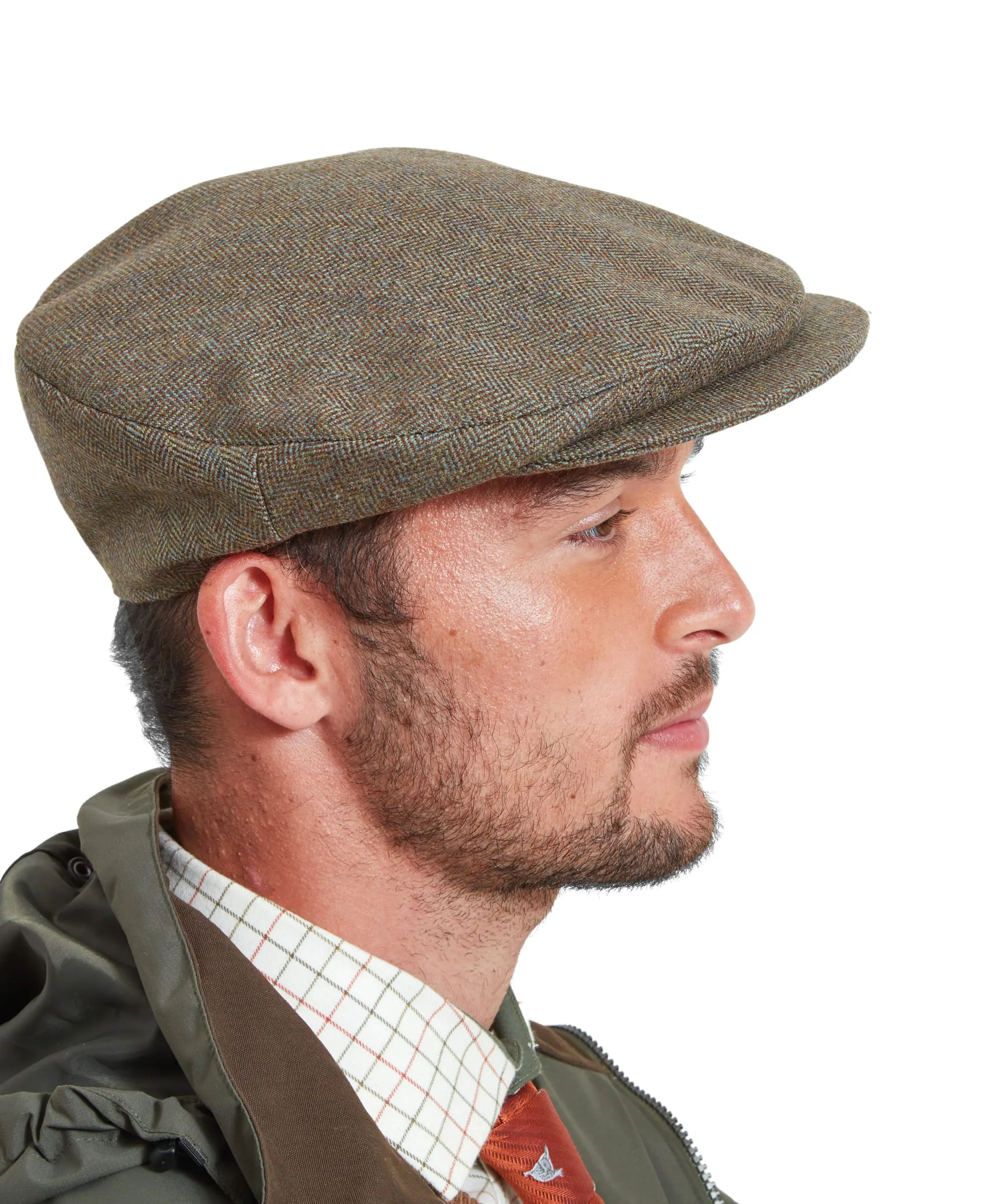 Countryman Tweed Cap - Loden Green Herringbone Tweed