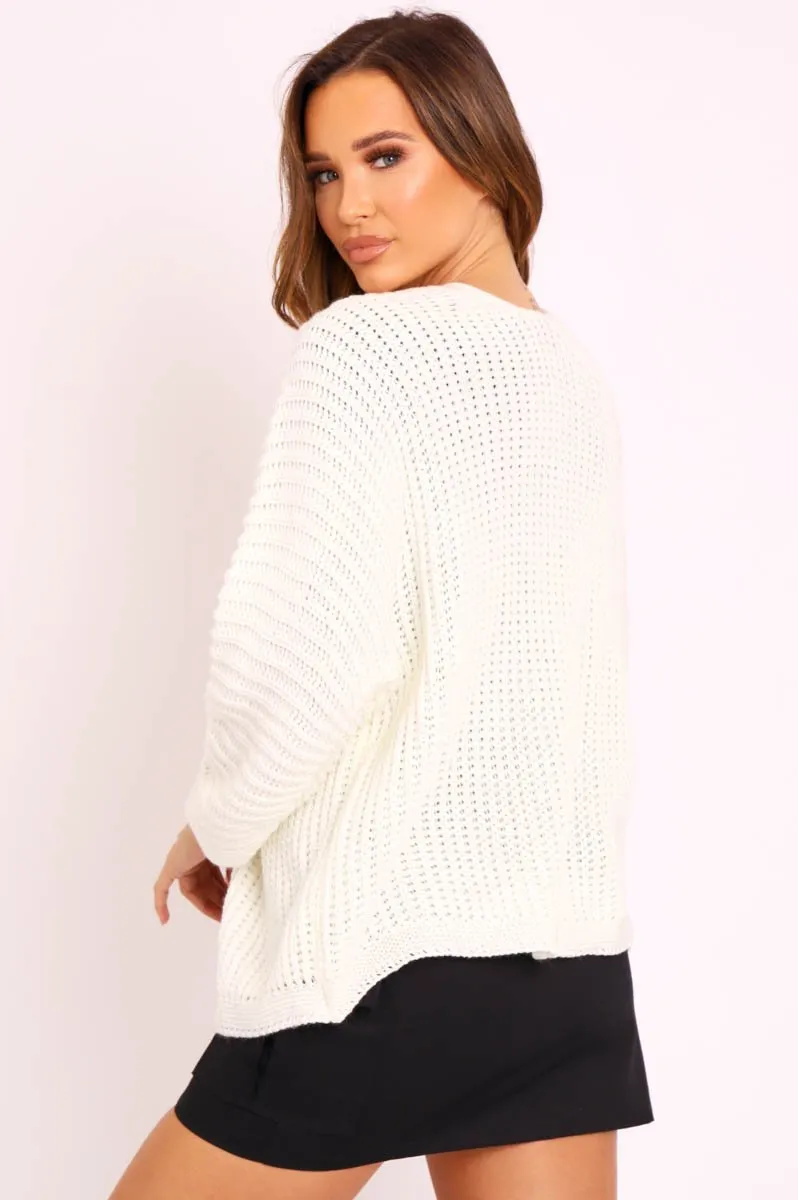 Cream Oversized Chunky Knit Cardigan - Courtney