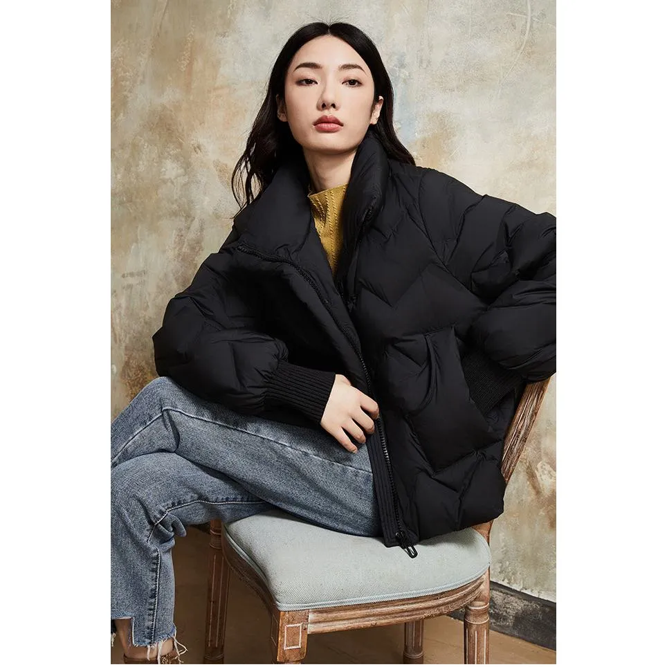 Cropped Puffa Quilted Down Jacket