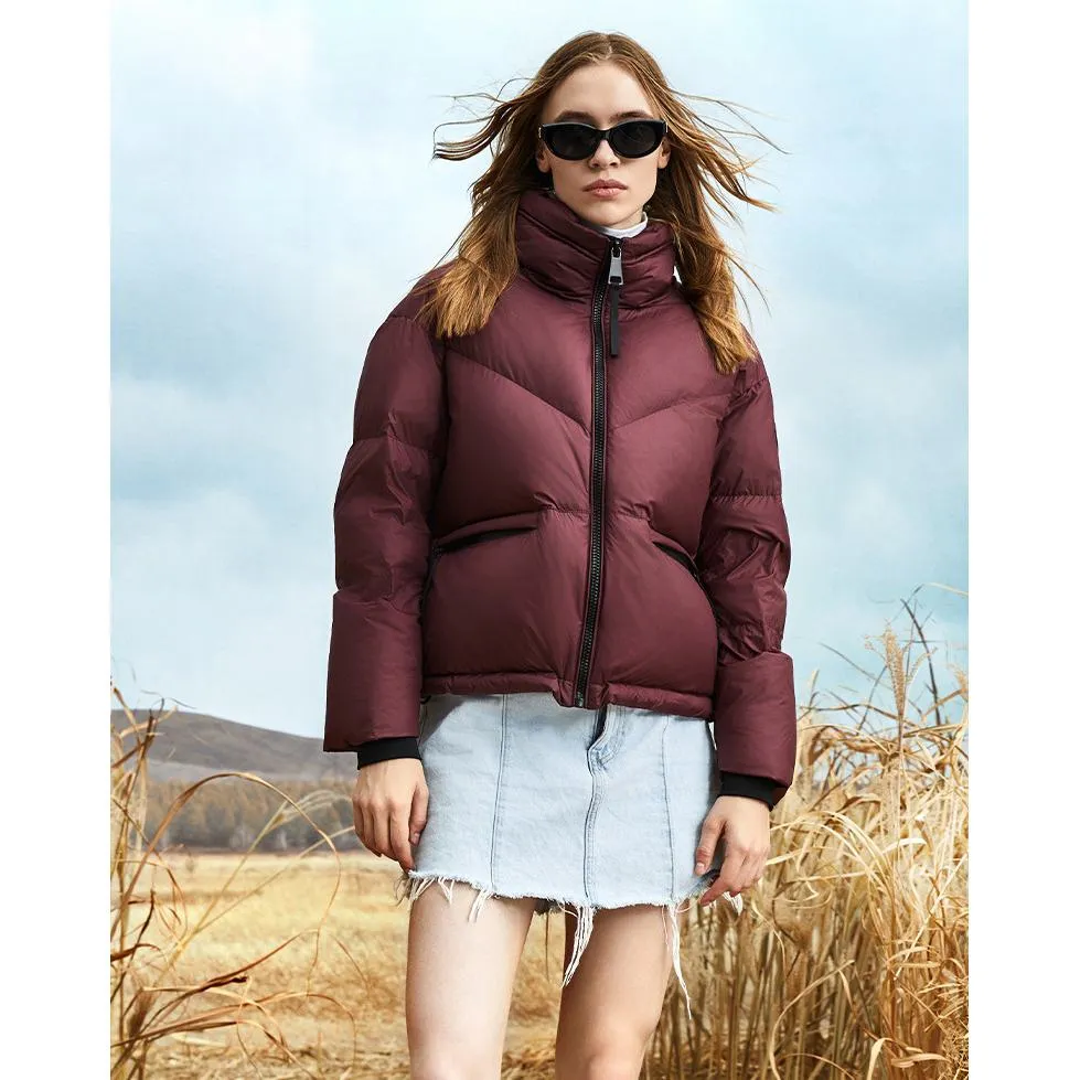 Cropped Stand-Up Collar Down Jacket