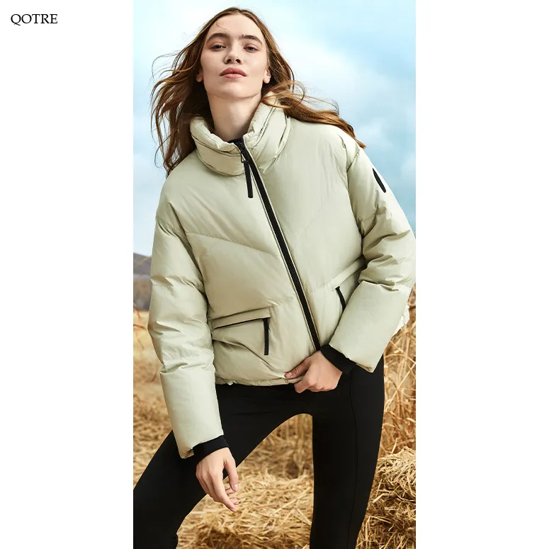 Cropped Stand-Up Collar Down Jacket