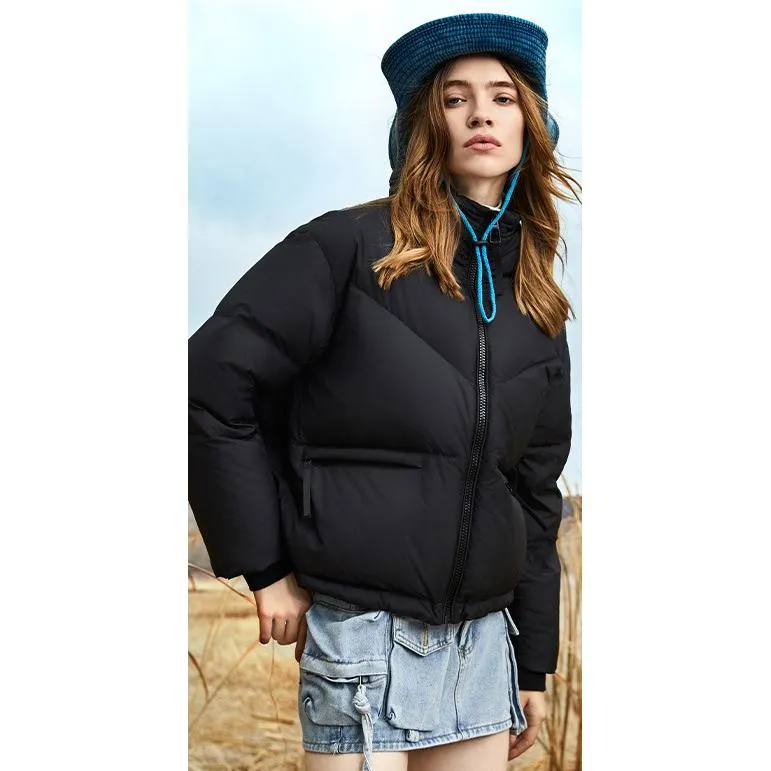 Cropped Stand-Up Collar Down Jacket