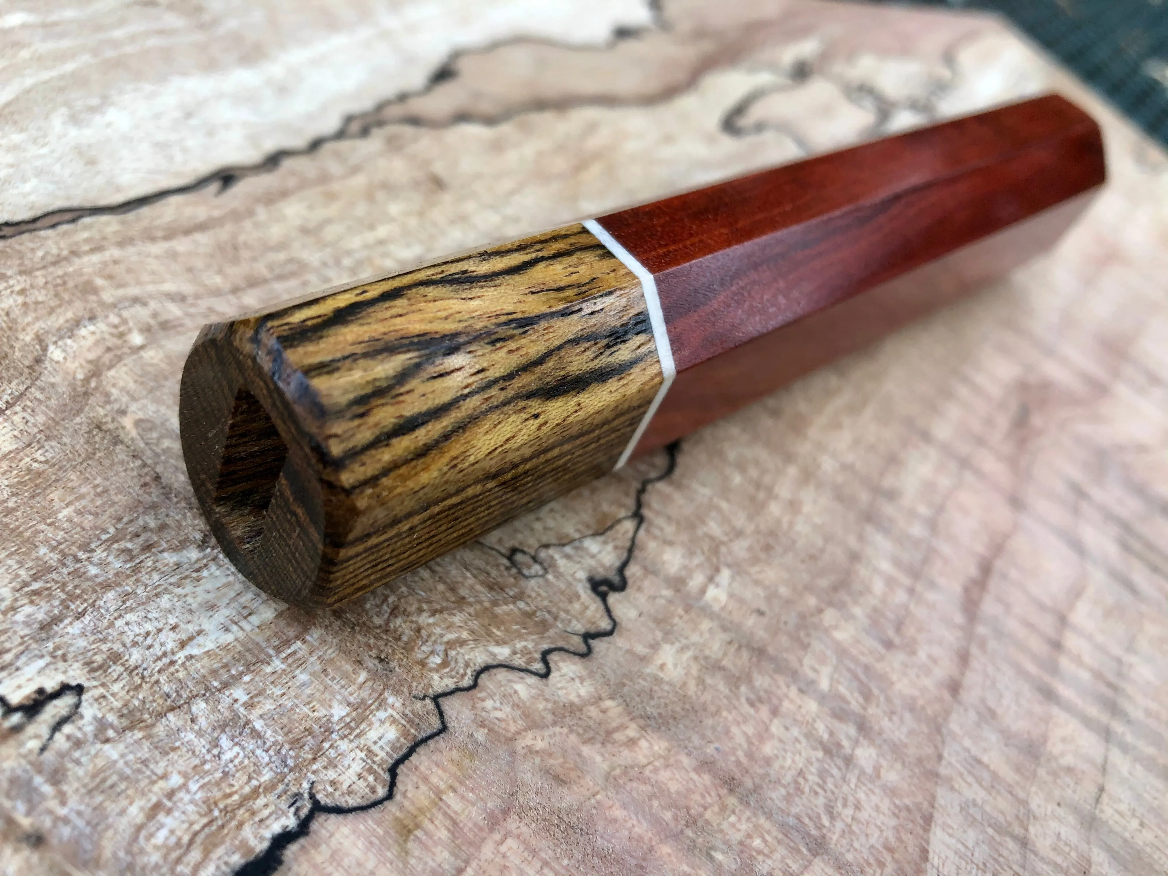 Custom Japanese Knife Handle - Redheart and Bocote