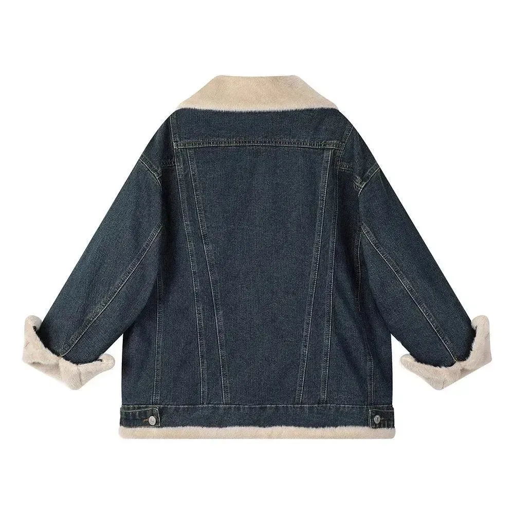 Denim Parkas Moto Biker Jacket for Women