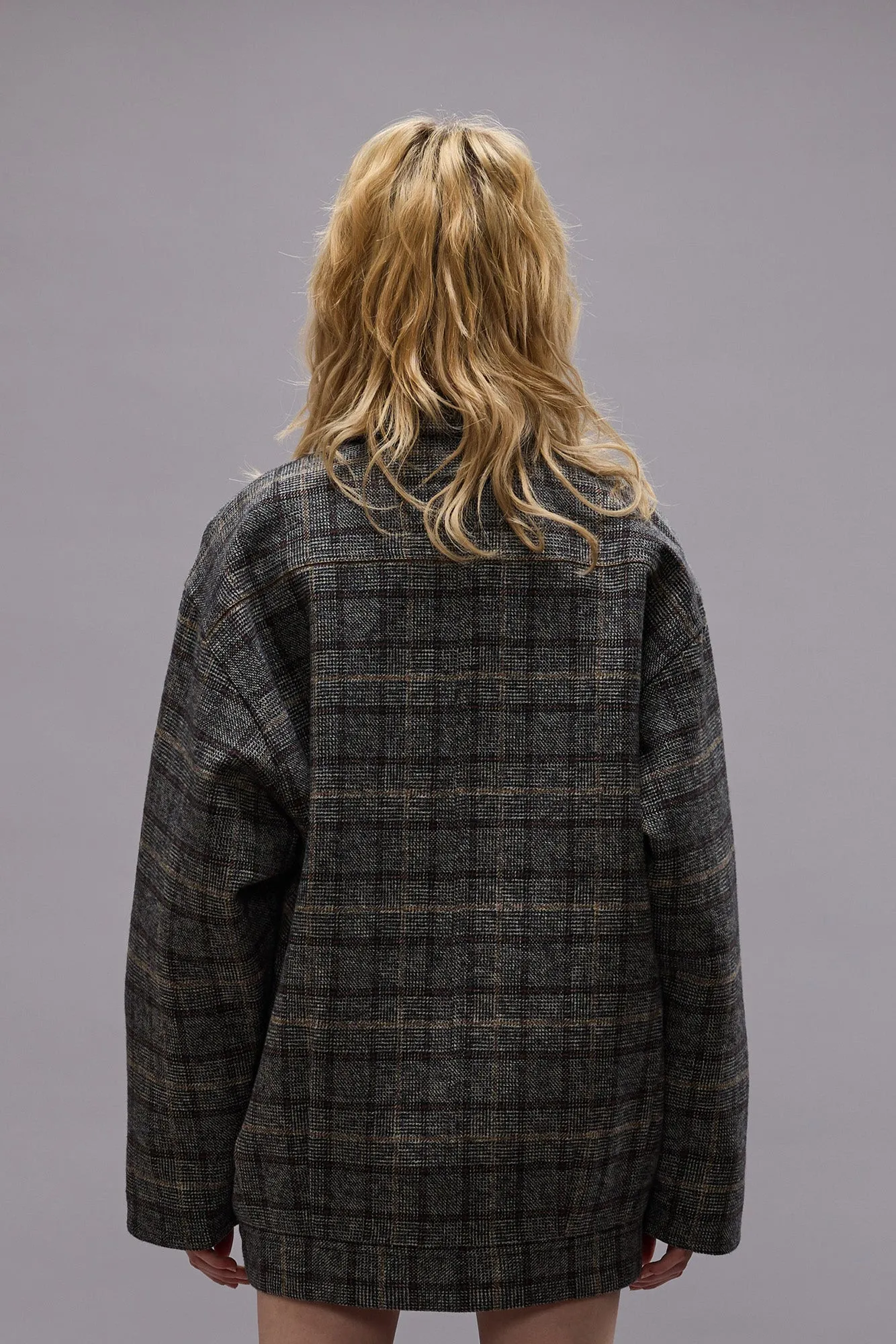 DOUBLE BREASTED JACKET - GREY PLAID