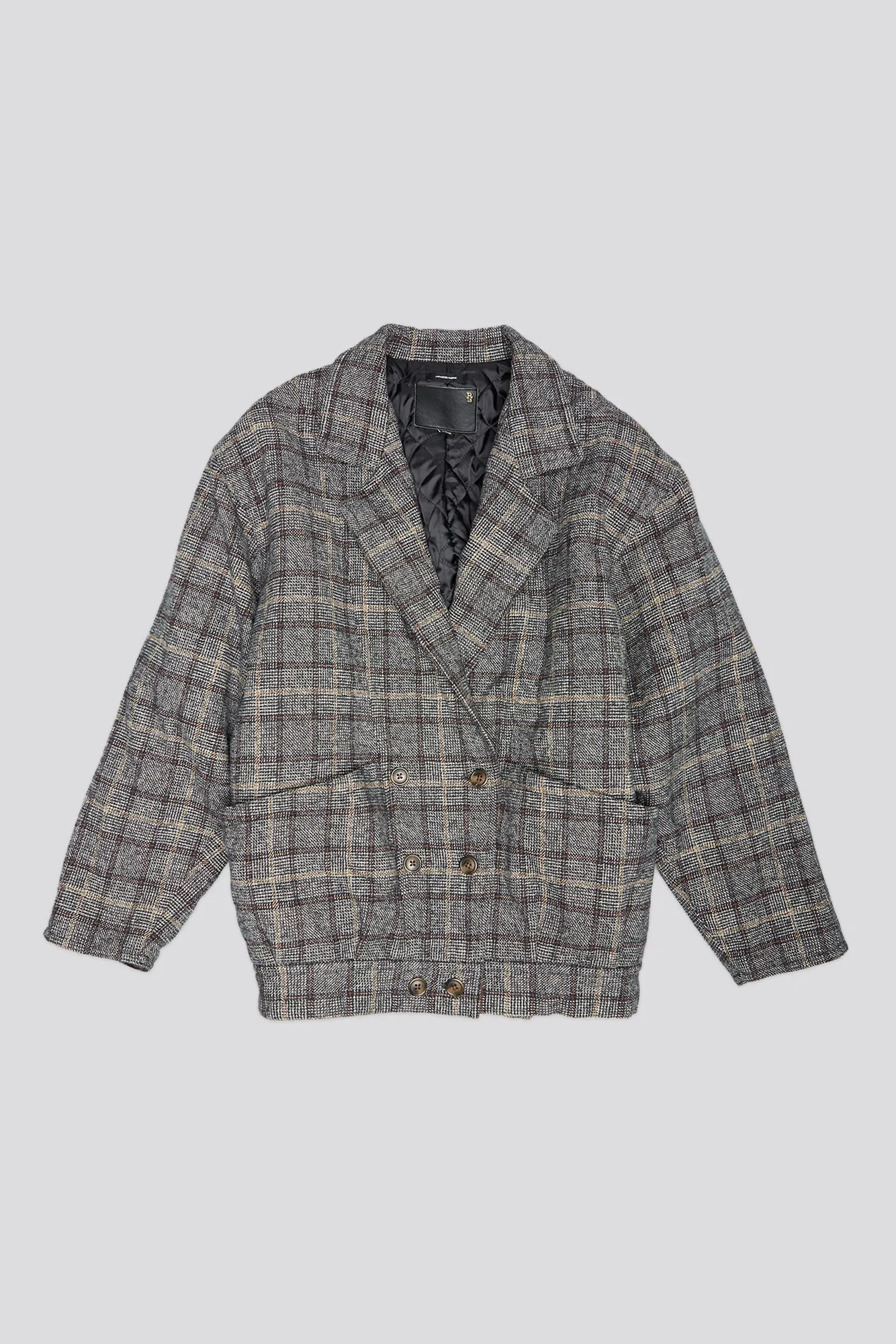 DOUBLE BREASTED JACKET - GREY PLAID