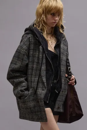 DOUBLE BREASTED JACKET - GREY PLAID