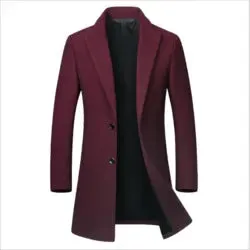 Factory Wholesale 2024 Men Wool Trench Coat Slim Overcoat Warm Winter Long Men's Trench Coats