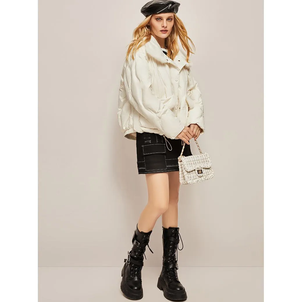 Faux-Fur Patchwork Down Jacket