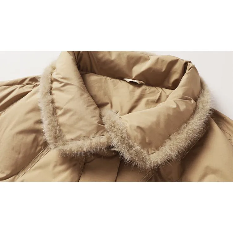 Faux-Fur Patchwork Down Jacket