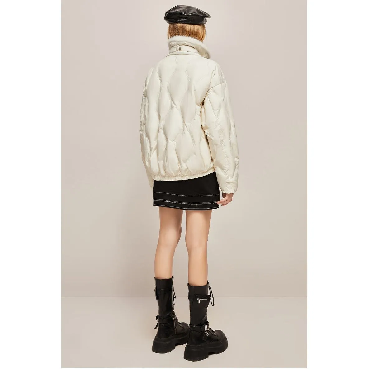 Faux-Fur Patchwork Down Jacket