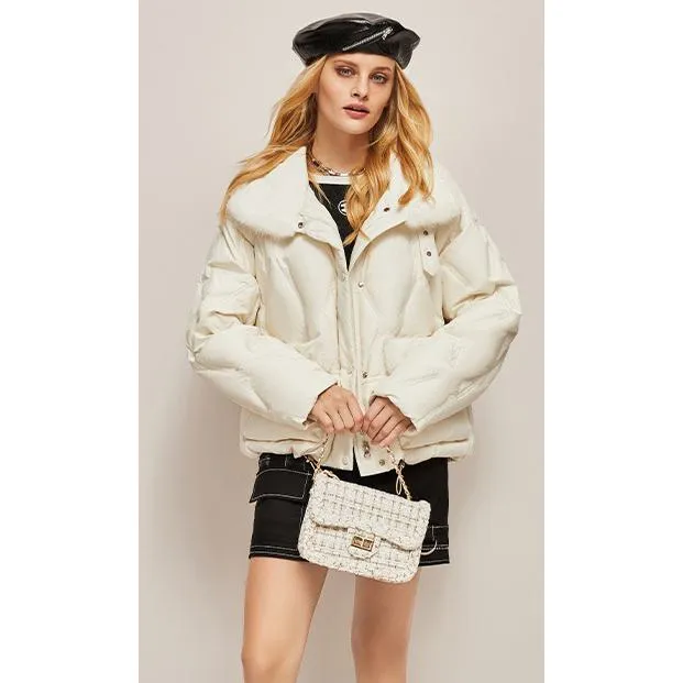 Faux-Fur Patchwork Down Jacket