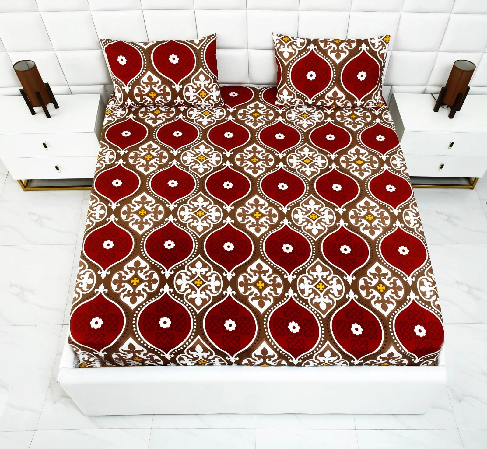 Fitted Bed Sheet-Brown Crowns