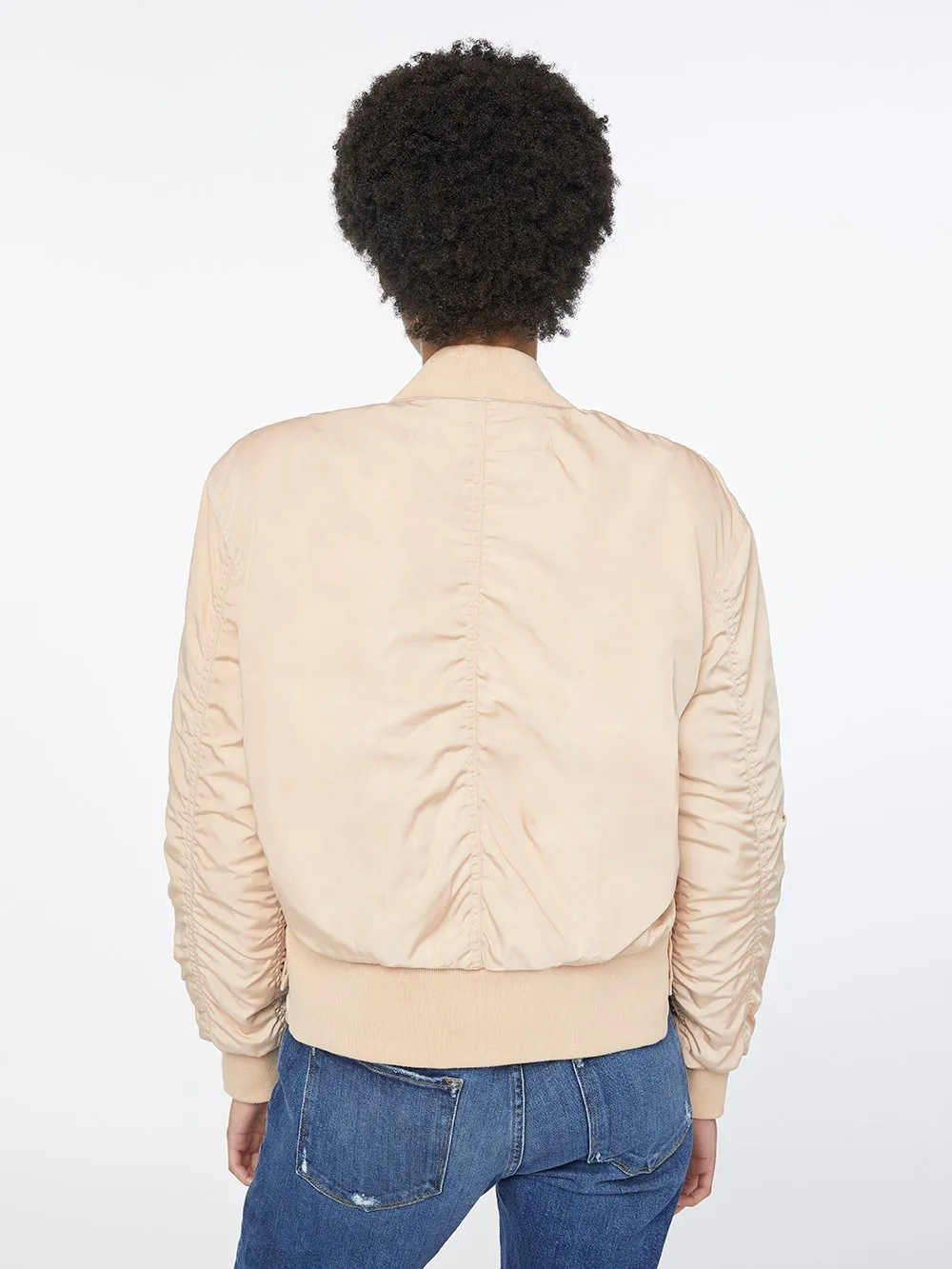 Frame - Shirred Bomber Jacket in Nude