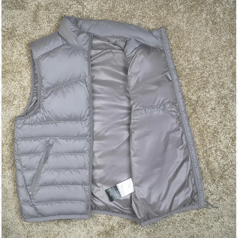 Full Zip Cropped Lightweight Stand-Up Collar Down Jacket Vest