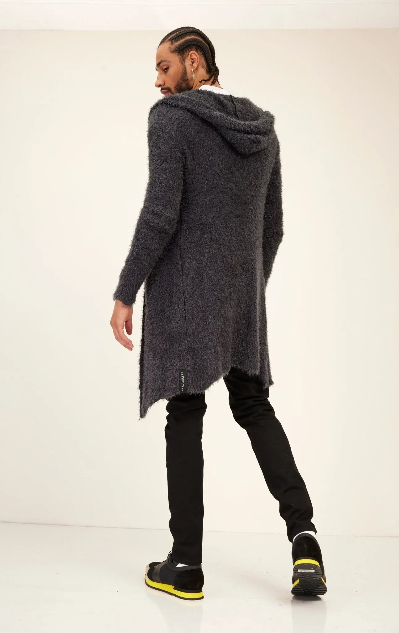 Fuzzy Long Cardigan - Grey