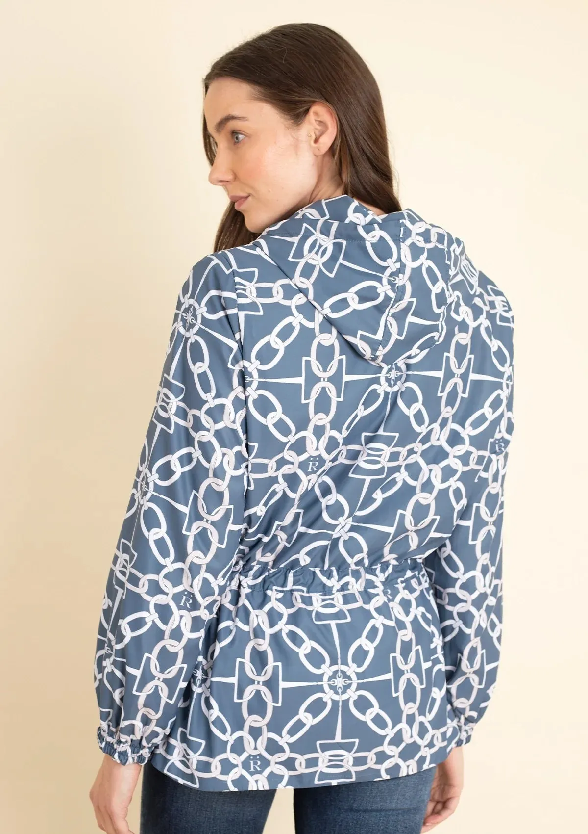 Georgina Windbreaker Chainlink Print | Navy