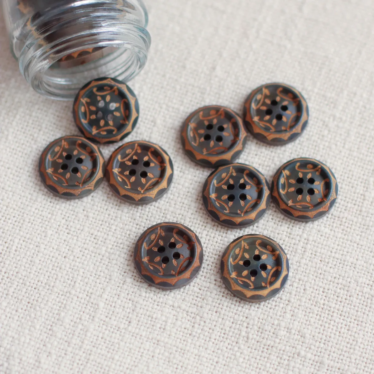 Grey Patterned Wooden Buttons | Medium 2cm