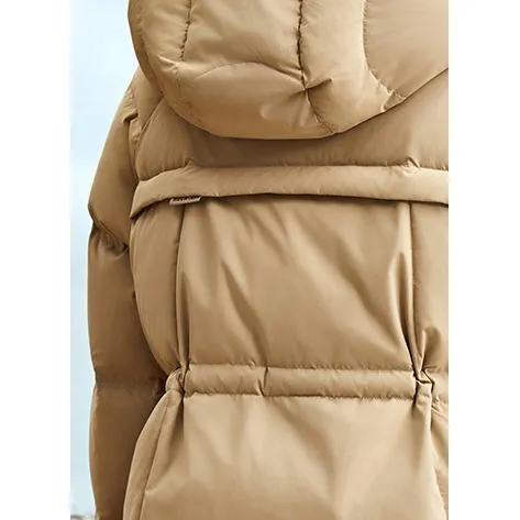 Hooded Cinched Waist Down Jacket