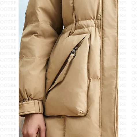 Hooded Cinched Waist Down Jacket