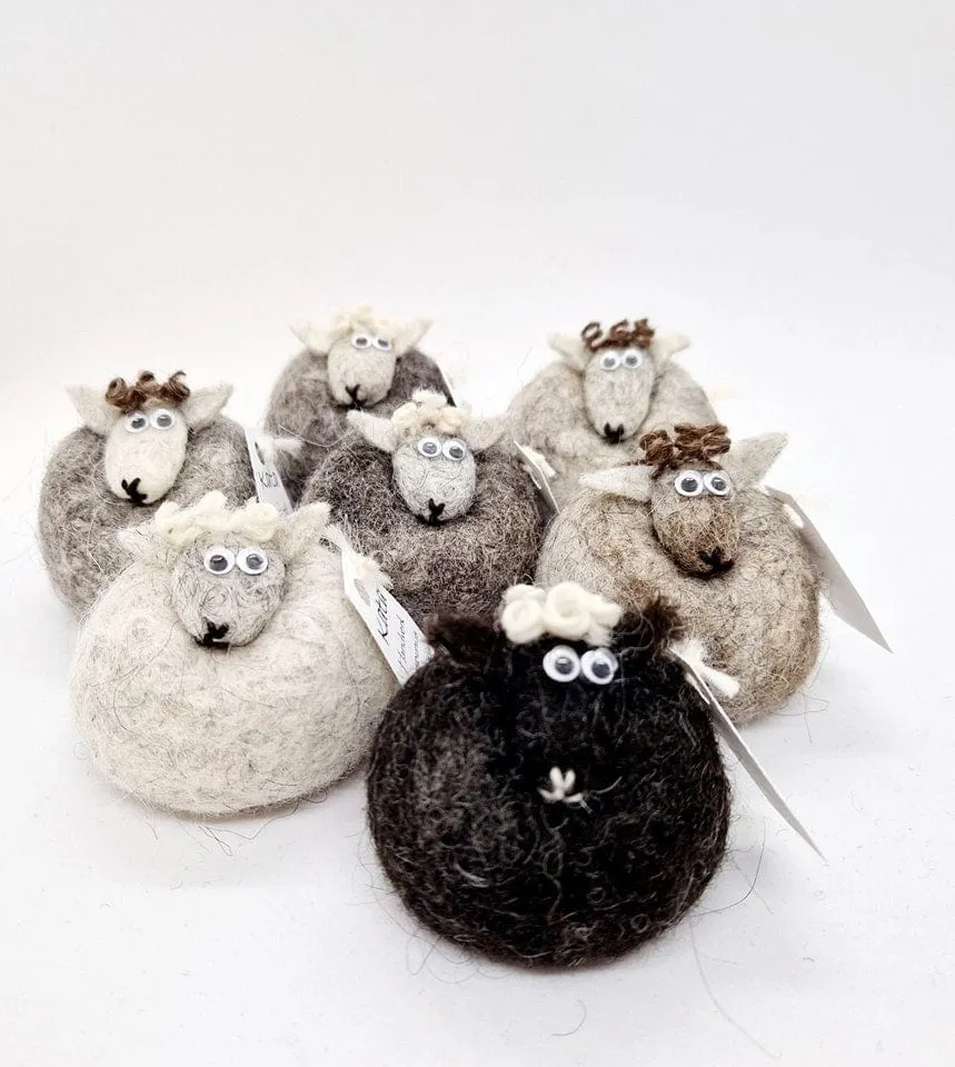 Icelandic Felted Wool Sheep Ornament - Black