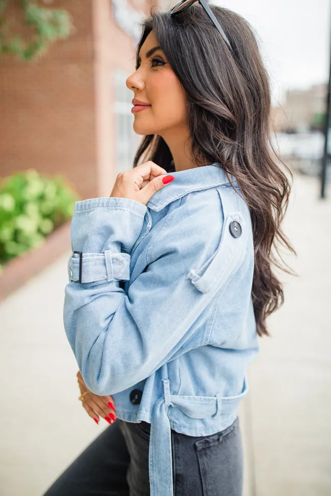 Invest In Me Denim Crop Trench Coat FINAL SALE