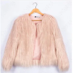 Kids Bridget Faux Fur Jacket - Nude