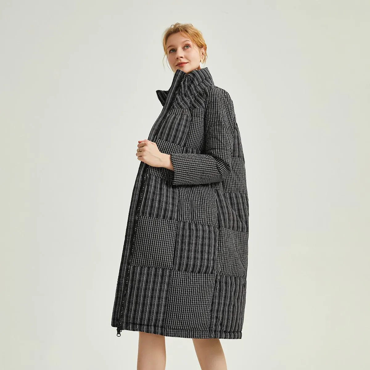 Knee-Length Straight Thickened Down Coat