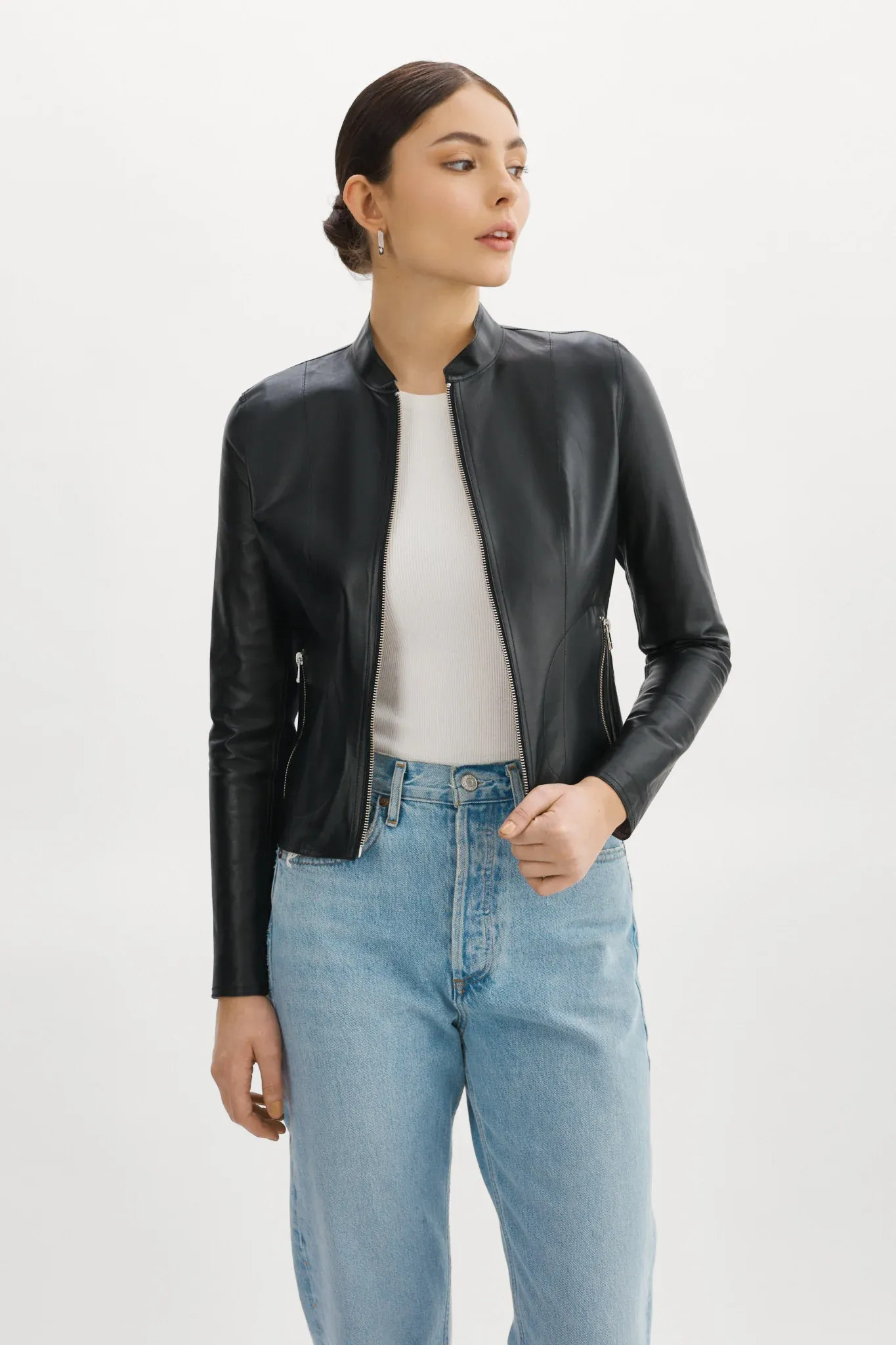 LAMARQUE - Chapin Reversible Leather Bomber in Black/Silver