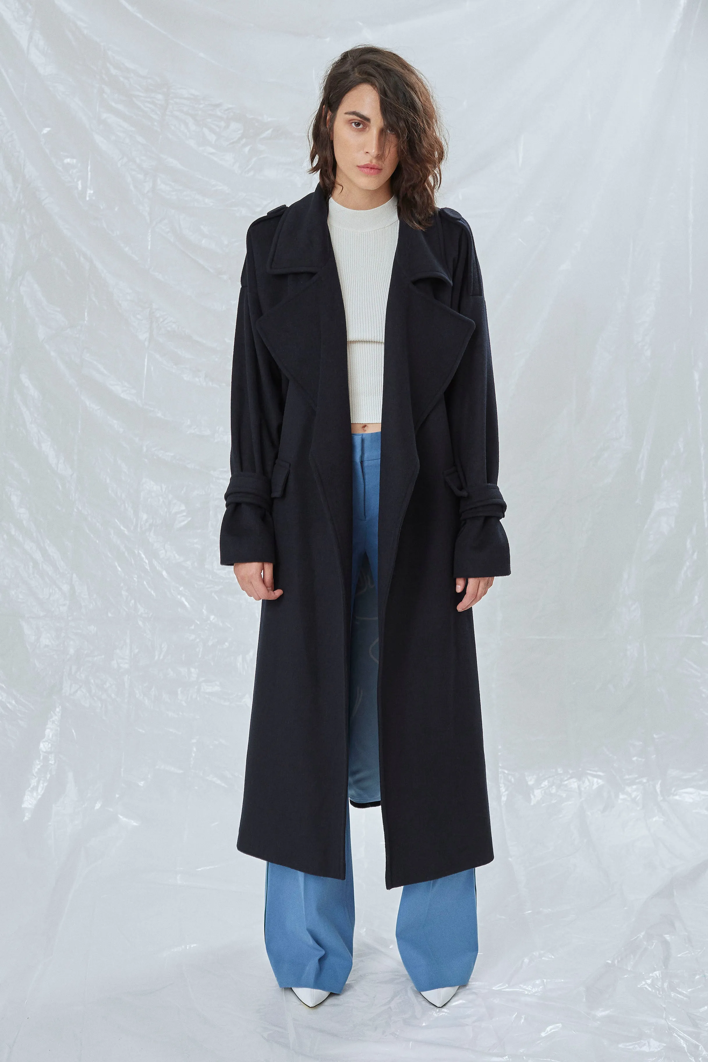 Laura Oversized Coat in Navy Blue