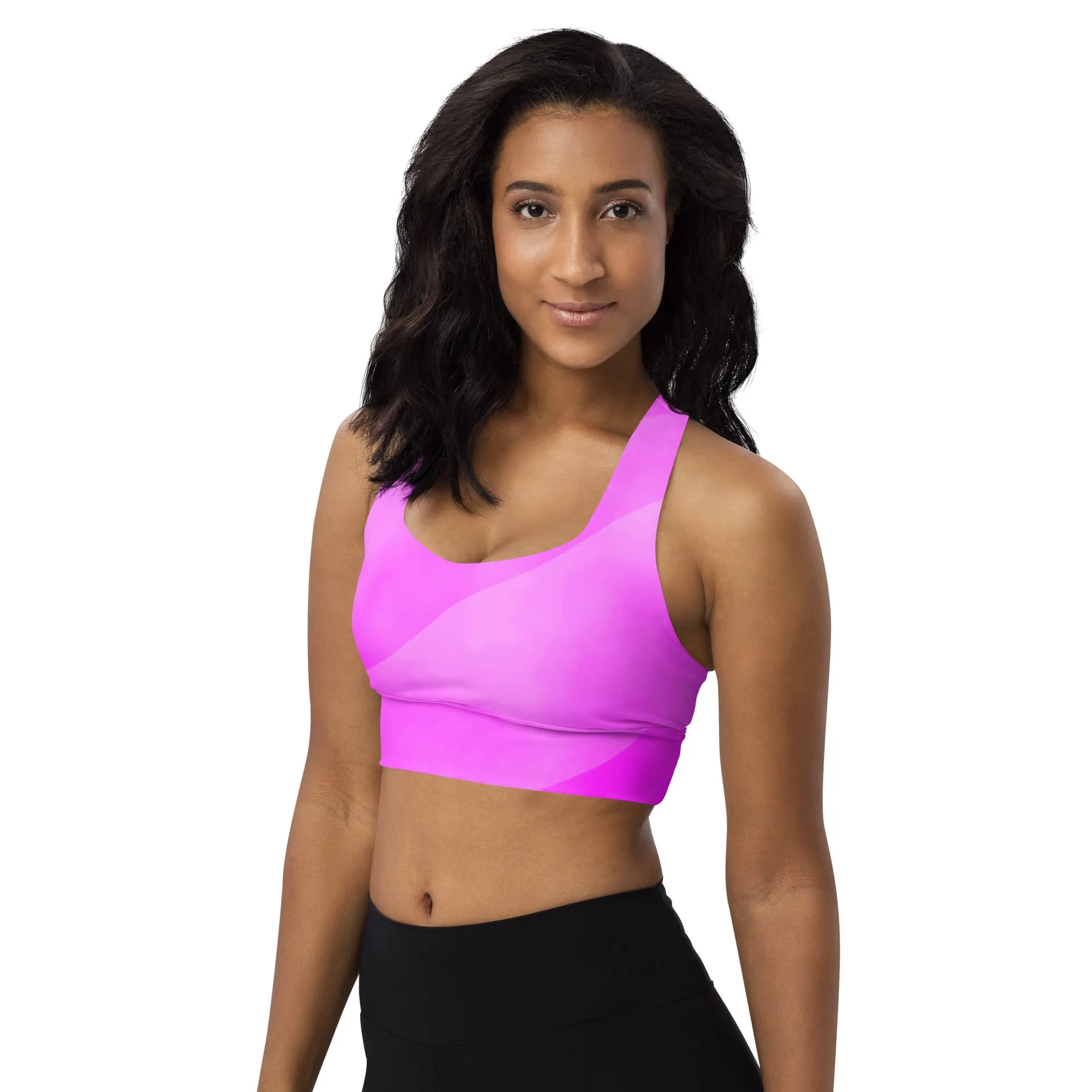 Longline Sports Bra Think Pink