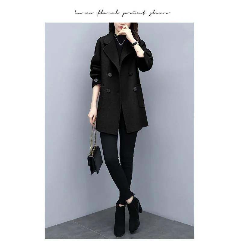 Loose Fit Plus Wool Blend Coat