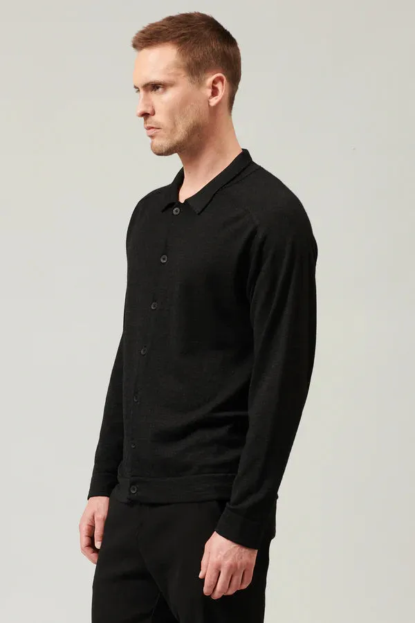 loose-fit shirt in viscose and wool - Charcoal