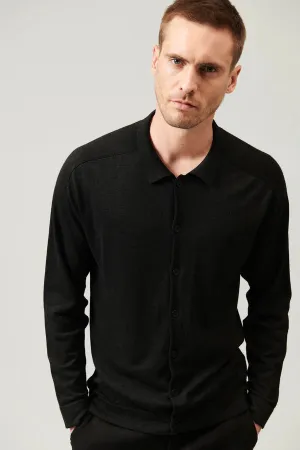 loose-fit shirt in viscose and wool - Charcoal