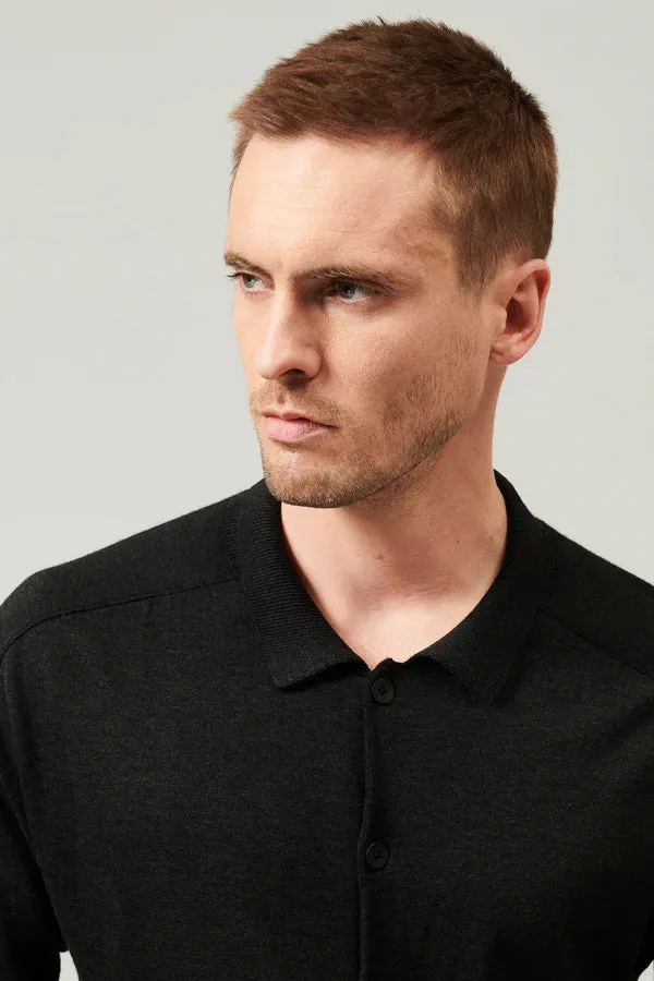 loose-fit shirt in viscose and wool - Charcoal