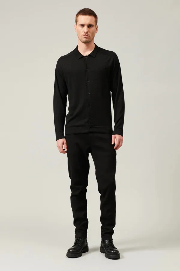 loose-fit shirt in viscose and wool - Charcoal