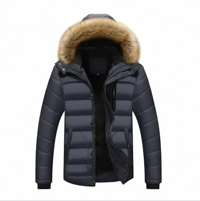 Male Parkas Casual Thick Outwear Hooded Fleece Jackets