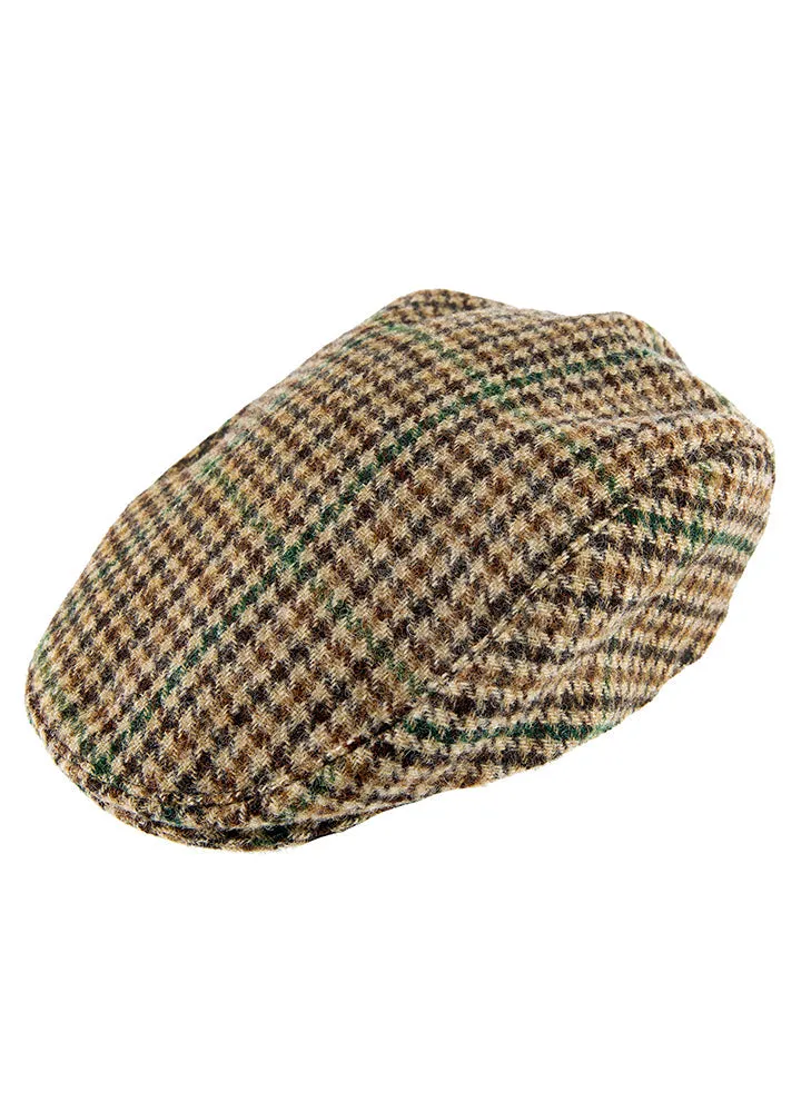 Men's Abraham Moon Dogtooth Check Tweed Flat Cap