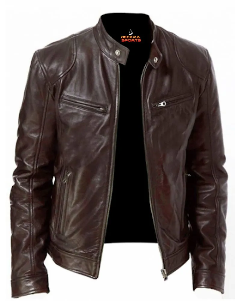 Mens Leather Jacket Brown